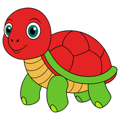 Cartoon style turtle illustration with bright primary colors