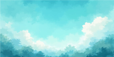 Bright abstract summer sky: a beautiful blue day with fluffy white clouds, clear air, and light from the sun