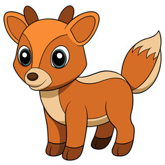 Cute cartoon deer fawn with large eyes illustration