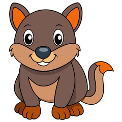 Cartoon wombat illustration with a smiling expression and outline