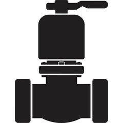 Valve Silhouette plumbing industrial control fluid pipe water gas flow equipment mechanism engineering technology system black