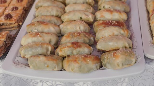 Samsa in the street market in Uzbekistan