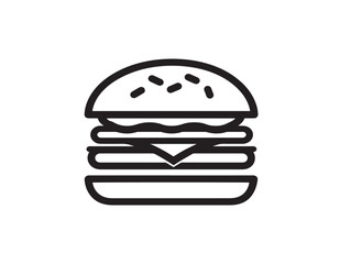 Contemporary line art burger menu design in elegant minimalist vector