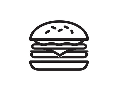 Contemporary line art burger menu design in elegant minimalist vector