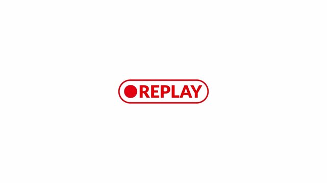 Replay button icon animation on transparent background, Replay icon video for Live broadcaster, action replay Animation icon and button with alpha channel in 4k.