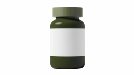 Olive bottle with blank label left copy space