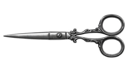 Ornate vintage scissors isolated with_shadow on white