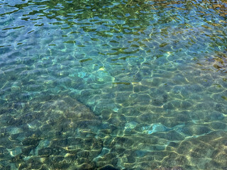 Clear turquoise water surface ripples.