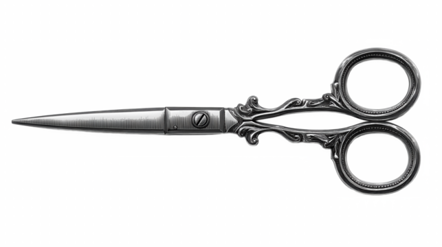 Ornate vintage scissors isolated with_shadow on white