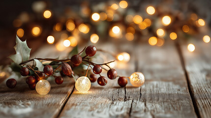 Naklejka premium Warm Golden Bokeh Lights on Festive Seasonal Background with Glowing Defocused Holiday Illumination and Sparkling Christmas Celebration Texture for Greeting Card Design