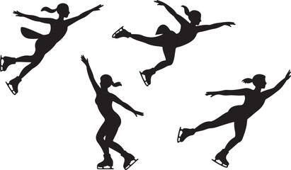 Ice skating silhouttee vector on white background
