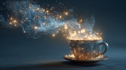 Radiant Ceramic Cup with Rising Steam in Minimalist Still Life &ndash; Immersive Visual for Digital Wellness and Sustainable Packaging Trends