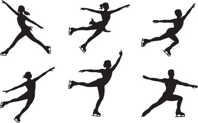 Ice skating silhouttee vector on white background