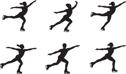 Rollerblading silhouttee vector on white background