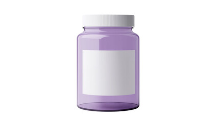 Purple glass jar with white label mockup
