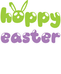 Cute hoppy easter text with bunny ears and paw print accents