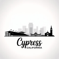 Obraz premium ‎Cypress California Skyline Silhouette — A Vibrant and Diverse Suburban City Vector Illustration