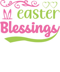 Happy easter blessings with bunny ears and hearts