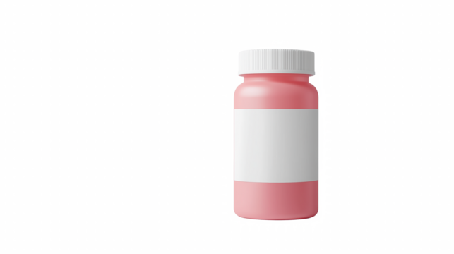 Rose pill bottle with white label patterned background