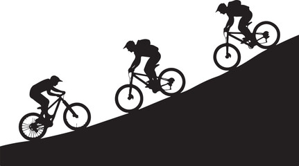 Obraz premium Mountain biking silhouttee vector on white background