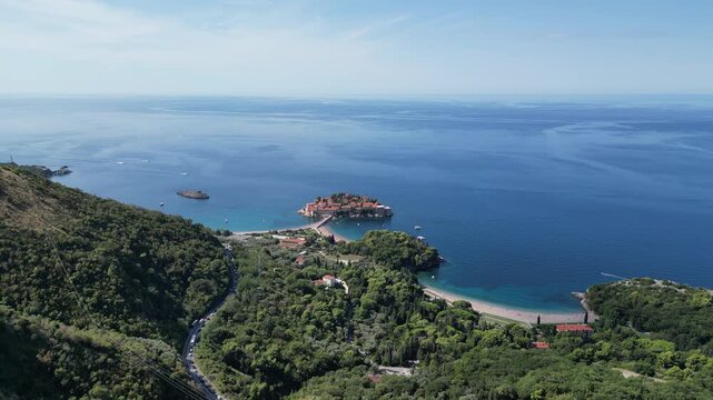 A view from Sveti Stefan Island in Montenegro