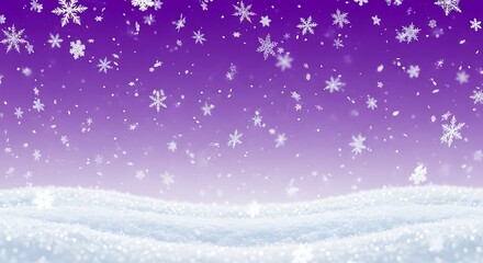 Winter snow falling on purple gradient background