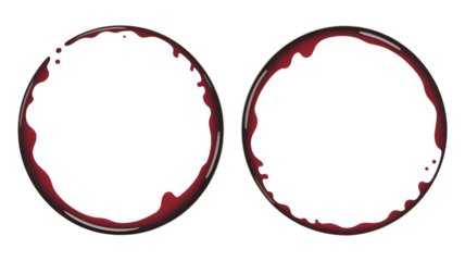 Two Red Wine Rings, digital illustration, cutout, PNG isolated on white or transparent background