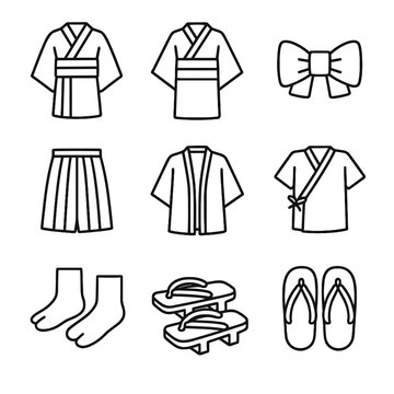 Belt vector obi zori yukata sandals icons icon haori hakama geta japanese