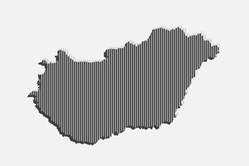 Fototapeta premium Abstract vector map Hungary, parallel grey lines