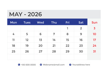 May Calendar 2026