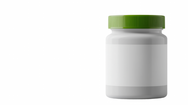 White bottle with green cap on right side