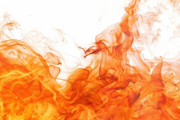 Orange Fire Flames on a White Background