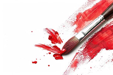 Red Paintbrush on a White Background