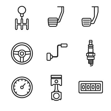 Icon automotive grid clutch vector pedal handle brake piston spark plug steering