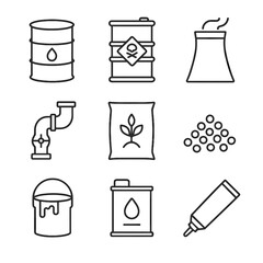 Cooling plastic grid paint granules drum refinery industrial vector icons icon can