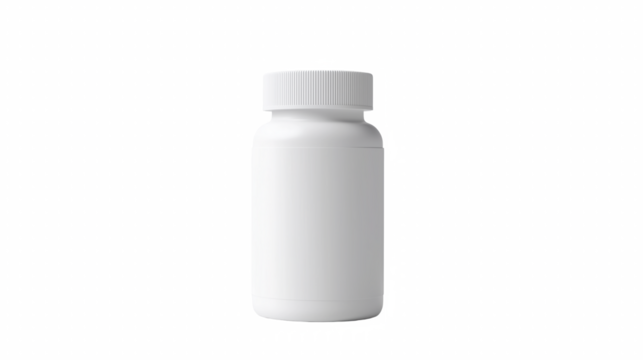 White plastic bottle with blank label and right copy space