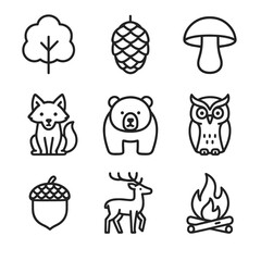 Bear cone life icon icons acorn pine deer tree vector forest fox