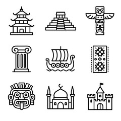 Pagoda icon icons totem world culture mosque embroidery vector pole column viking