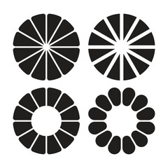 Four circular fruit slice graphic elements representing freshness and health vector