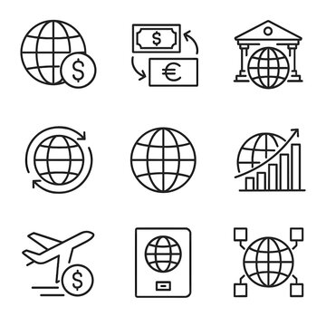 Finance passport coin vector remittance international icons icon world global swift currency