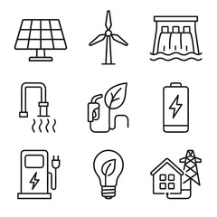 Biofuel leaf renewable solar charging energy eco icon green geothermal dam icons