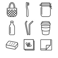 Bamboo beeswax icon wrap toothbrush reusable waste icons napkin soap vector zero