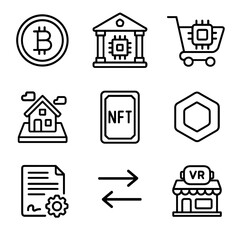 Icon bank nft estate economy arrows trade symbol virtual icons vector cart