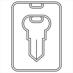 Digital Key Card - Access Control, Electronic Key, Editable Stroke Vector Icon. Security, Hotel Key, Smart Card - Line Art for Access & Technology Concepts.