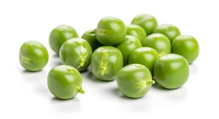 Fresh Green Peas Pile Isolated on White Background.