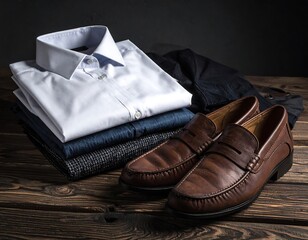 Formal attire on wooden table