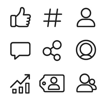 Viral media comment hashtag vector icon tag share button social profile bubble