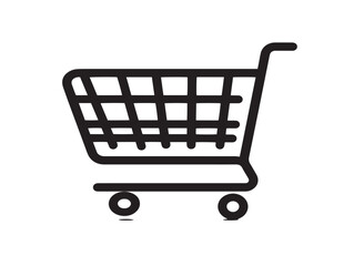 Contemporary vector shopping cart with clean balanced line drawing  
