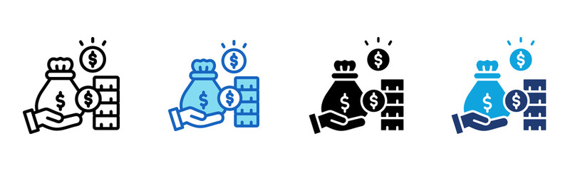 Money Bag icon Multi Style Vector Illustration