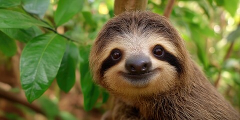 Naklejka premium Slow loris smiling at the camera